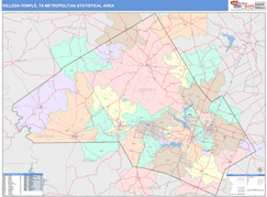 Killeen-Temple Metro Area Digital Map Color Cast Style